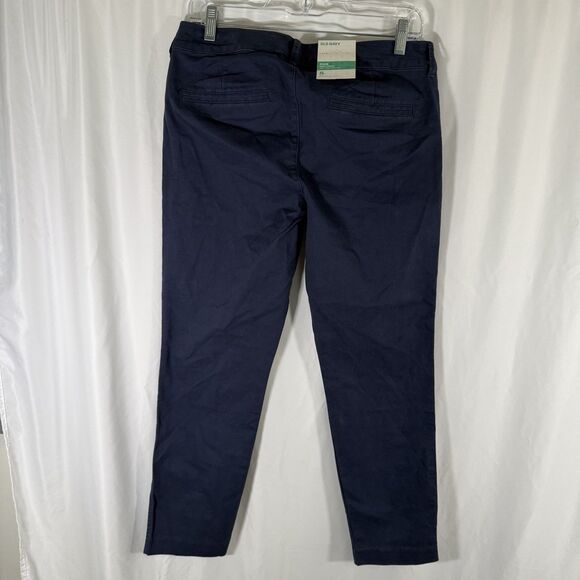 New Old Navy Pixie Pants Women's 8 Blue Chino Mid Rise Ankle Length Cotton Blend - Picture 8 of 11